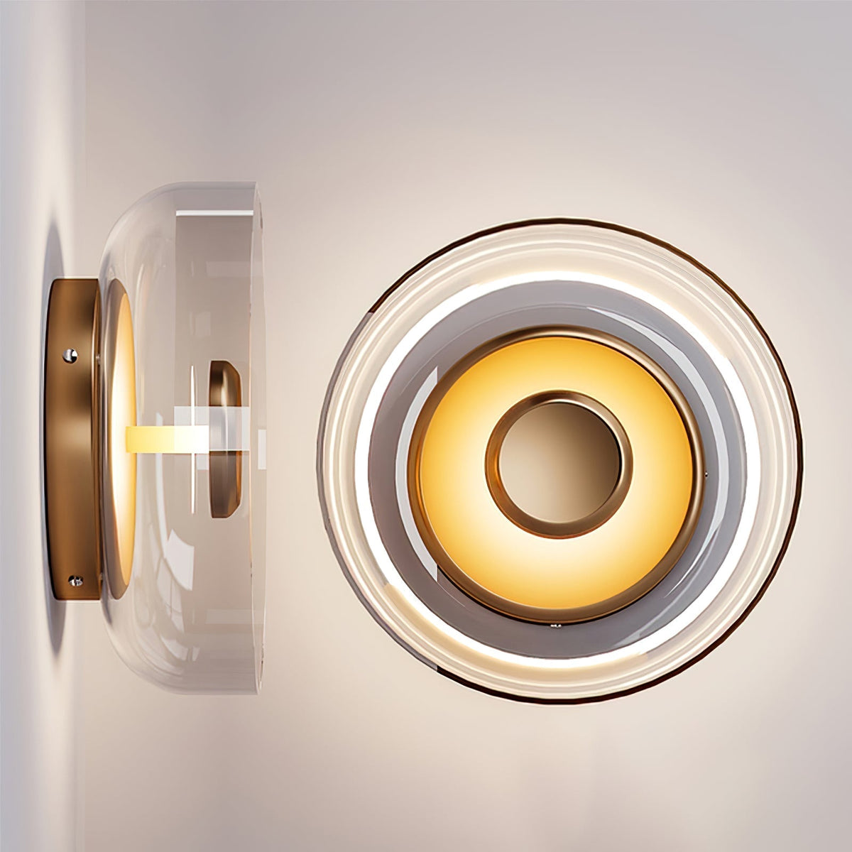 Aether aplique de pared de latón con pantalla de vidrio