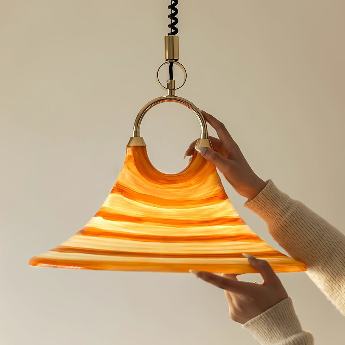 Aurmiros lámpara colgante moderna minimalista de vidrio con diseño en espiral