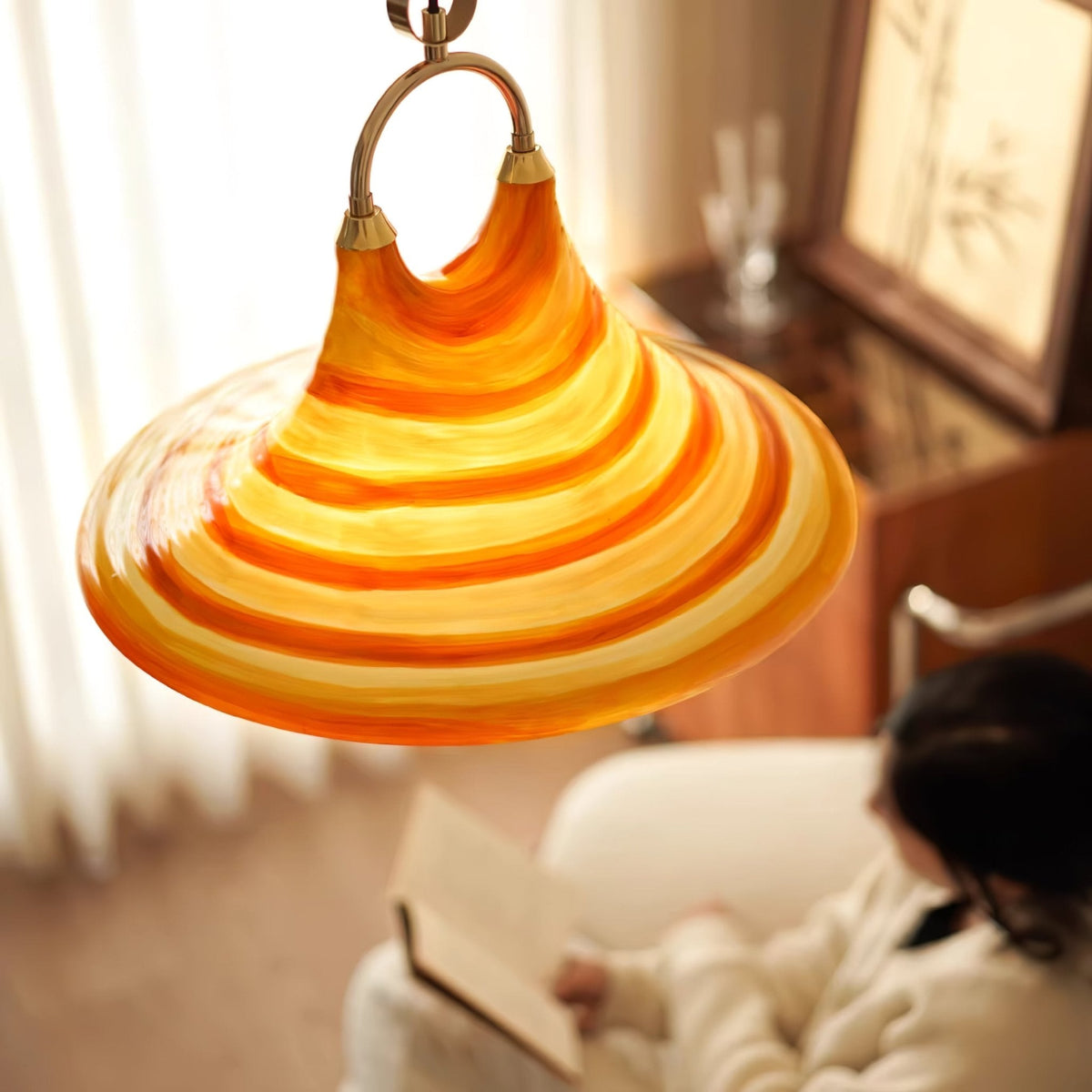 Aurmiros lámpara colgante moderna minimalista de vidrio con diseño en espiral
