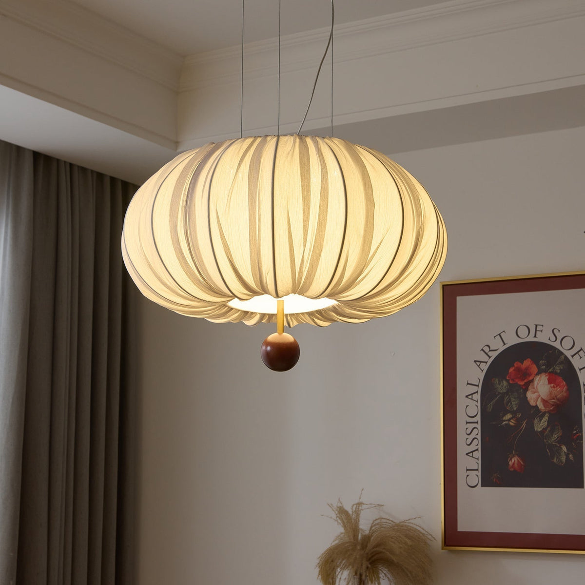 Vasilen lámpara de techo Premium nórdica con globos de madera y tejido