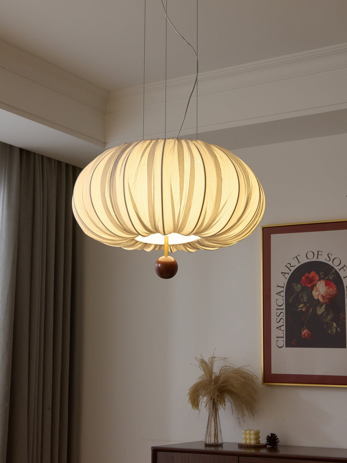 Vasilen lámpara de techo Premium nórdica con globos de madera y tejido