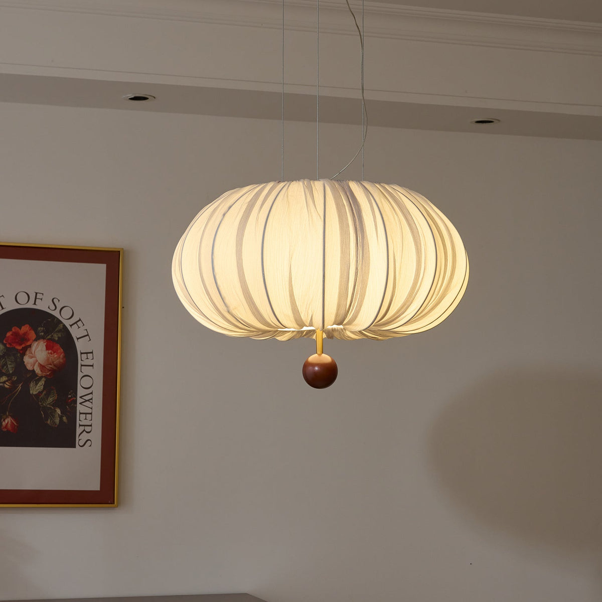 Vasilen lámpara de techo Premium nórdica con globos de madera y tejido