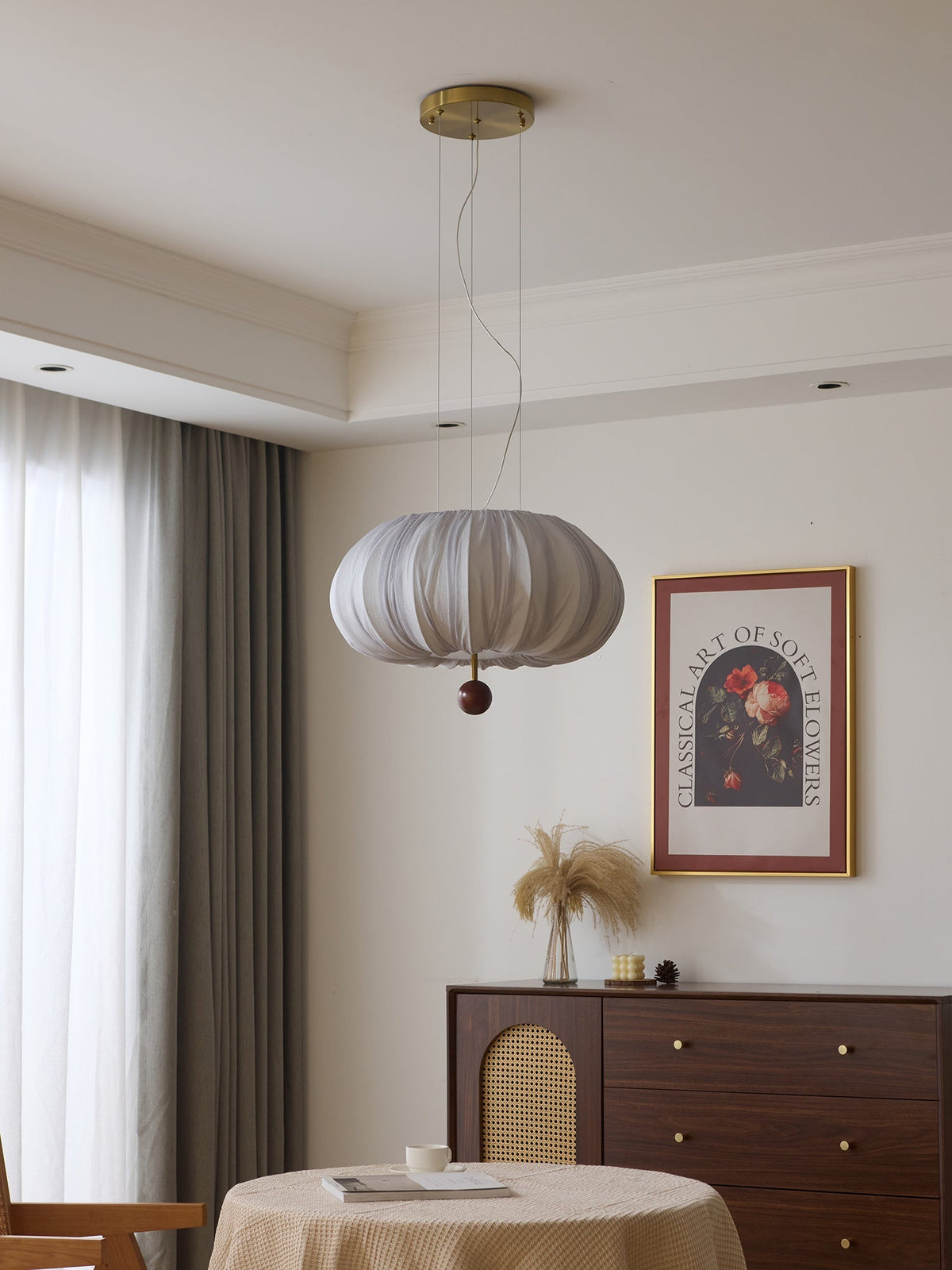 Vasilen lámpara de techo Premium nórdica con globos de madera y tejido