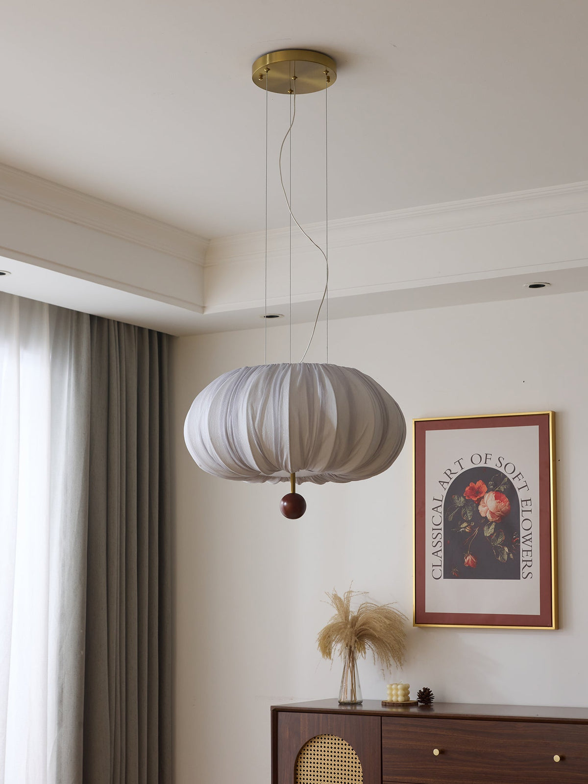 Vasilen lámpara de techo Premium nórdica con globos de madera y tejido