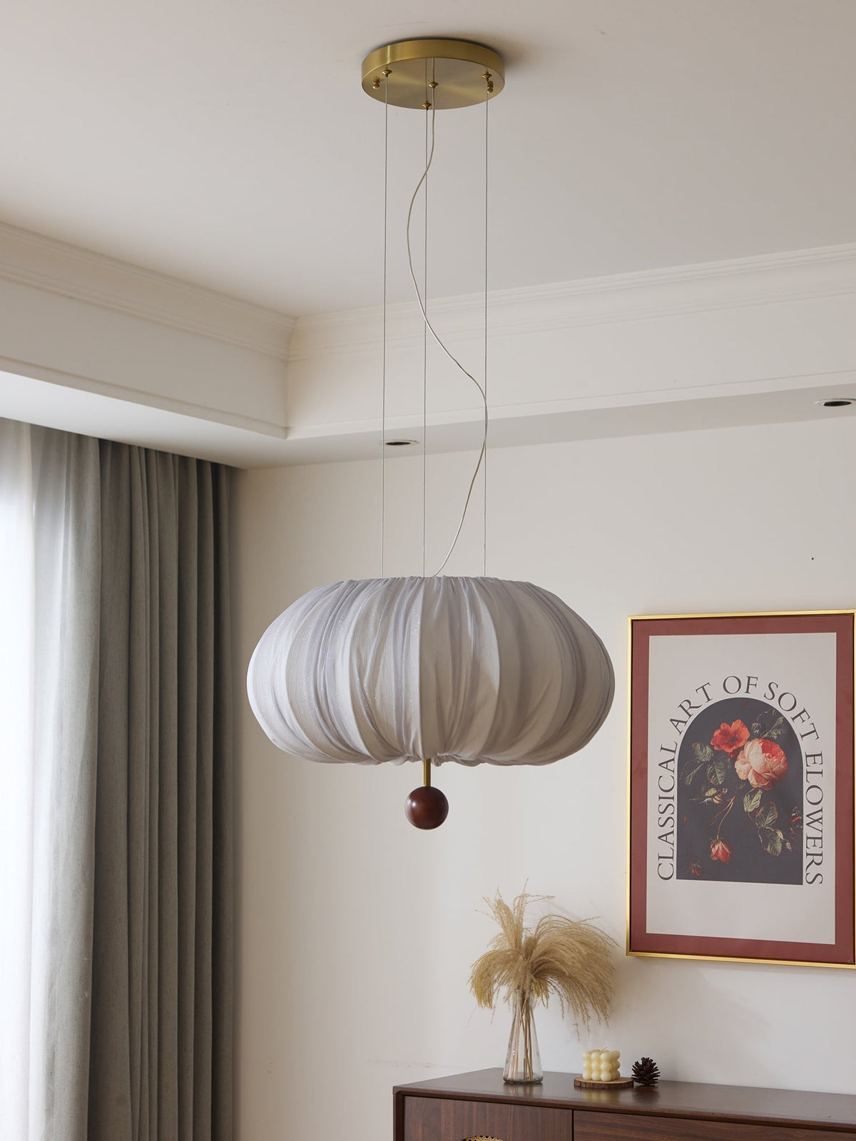 Vasilen lámpara de techo Premium nórdica con globos de madera y tejido
