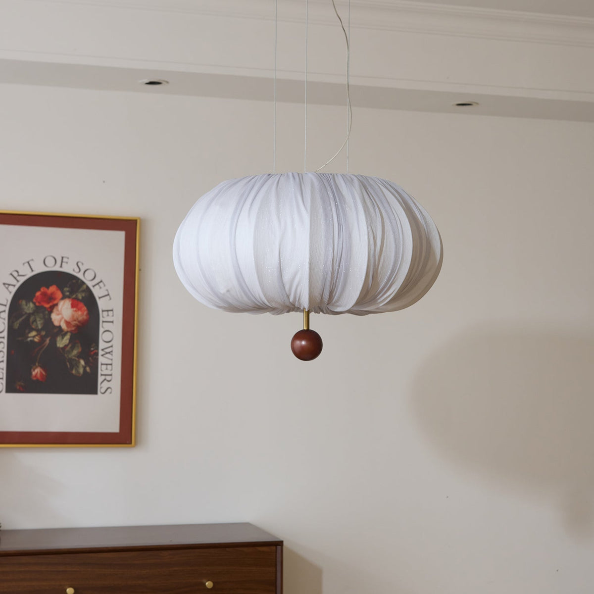 Vasilen lámpara de techo Premium nórdica con globos de madera y tejido