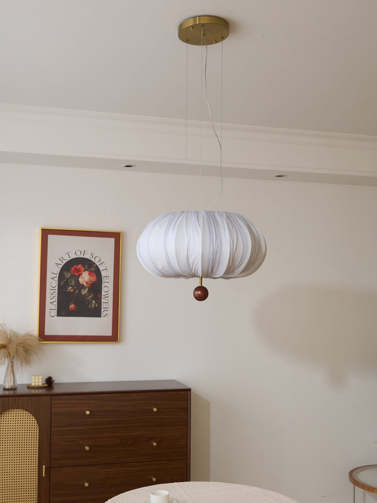 Vasilen lámpara de techo Premium nórdica con globos de madera y tejido