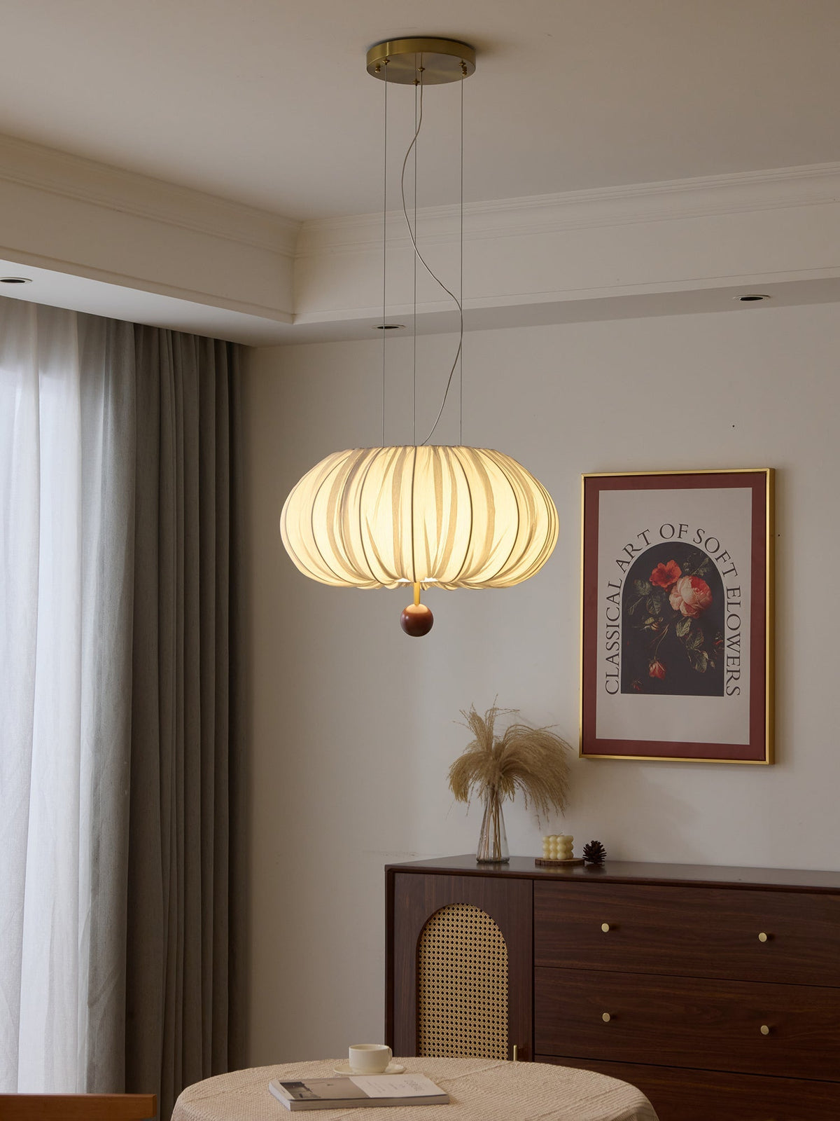 Vasilen lámpara de techo Premium nórdica con globos de madera y tejido