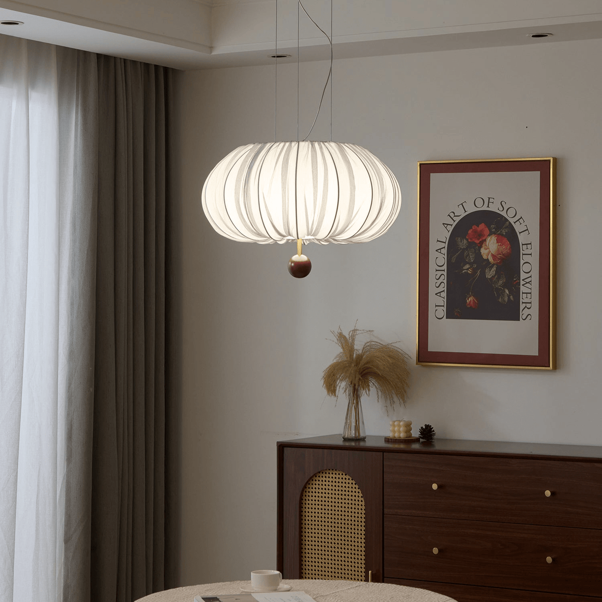 Vasilen lámpara de techo Premium nórdica con globos de madera y tejido