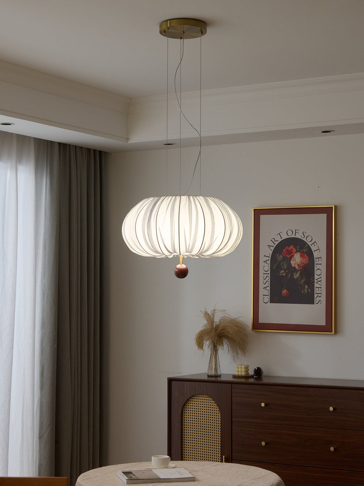 Vasilen lámpara de techo Premium nórdica con globos de madera y tejido