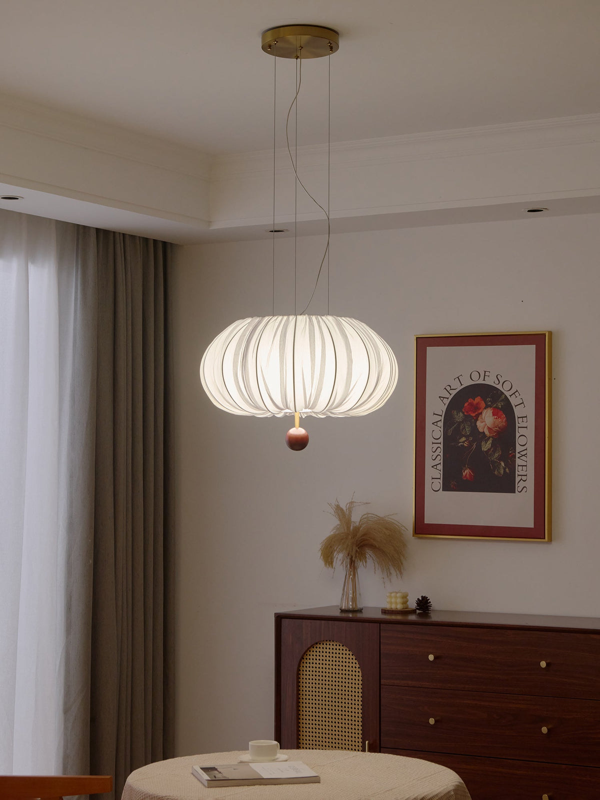 Vasilen lámpara de techo Premium nórdica con globos de madera y tejido