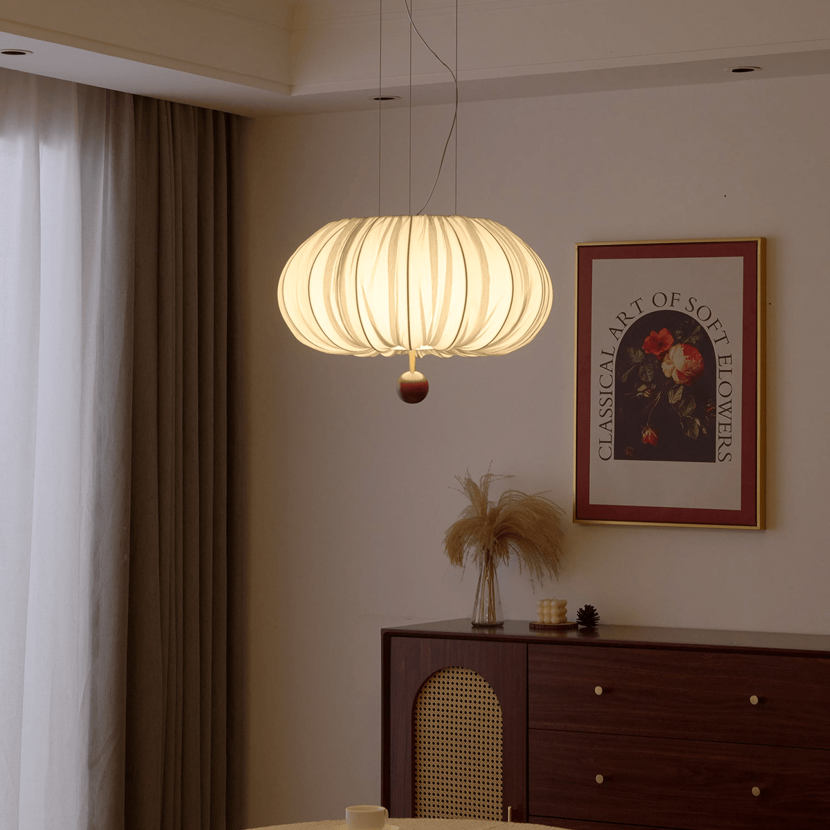 Vasilen lámpara de techo Premium nórdica con globos de madera y tejido