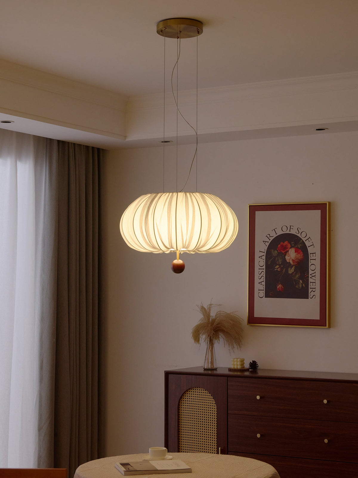 Vasilen lámpara de techo Premium nórdica con globos de madera y tejido