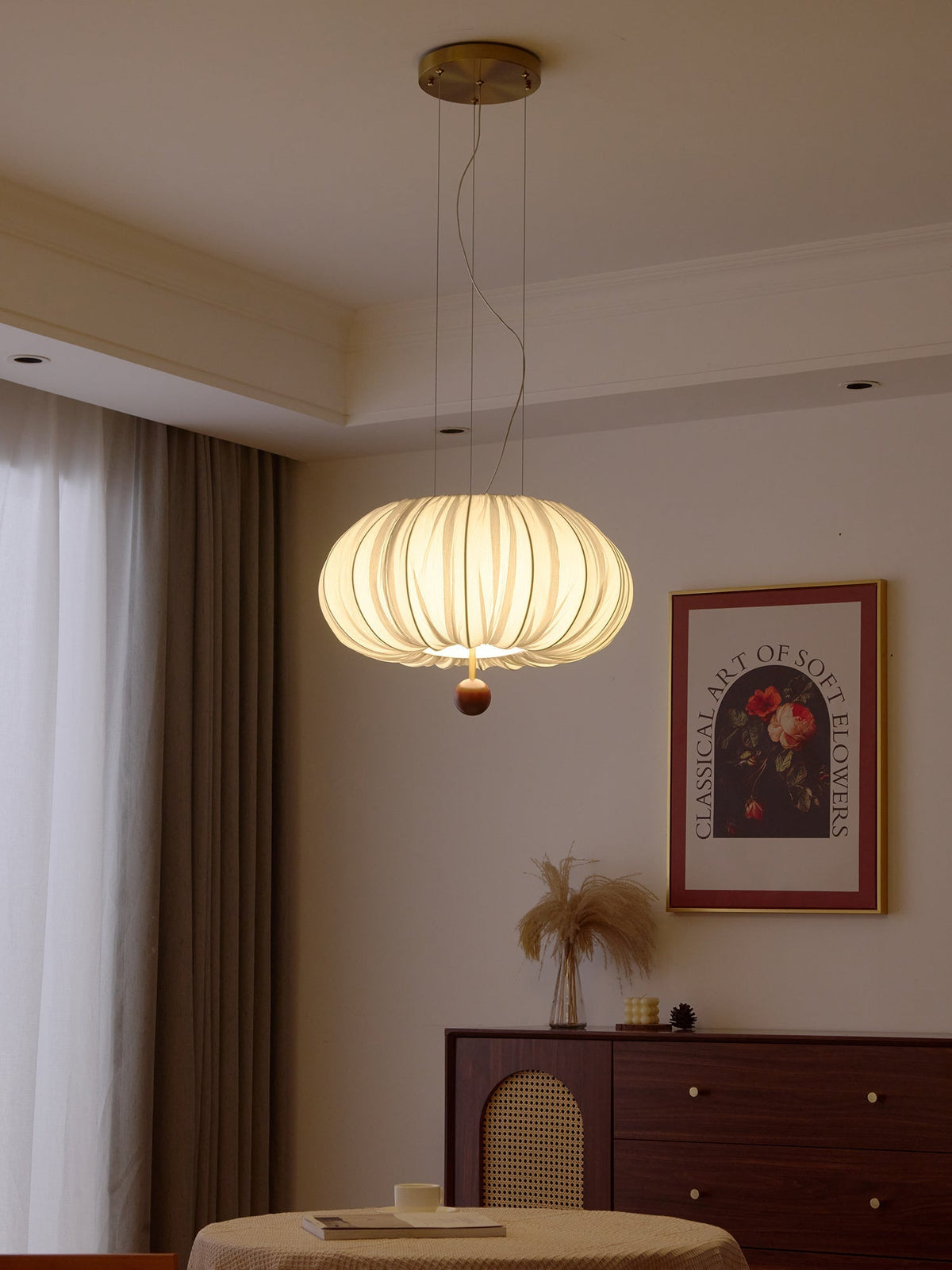 Vasilen lámpara de techo Premium nórdica con globos de madera y tejido