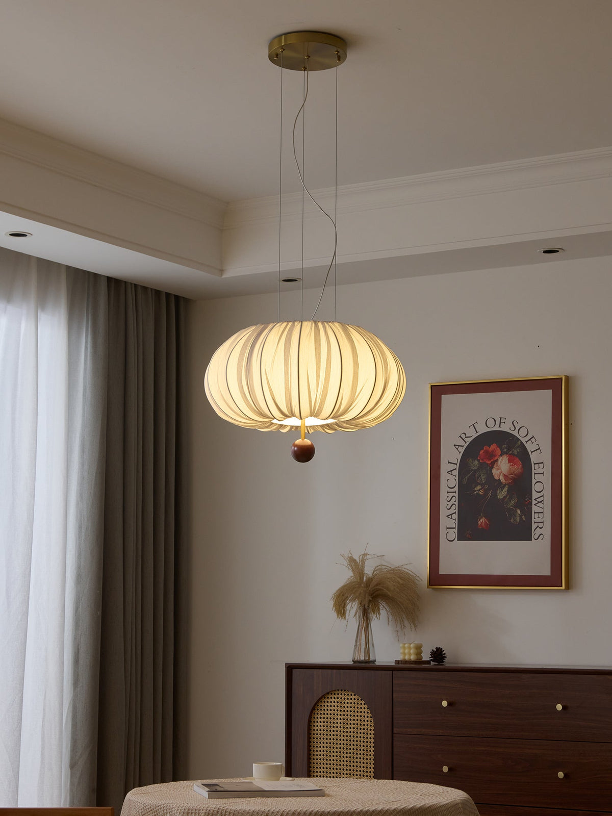 Vasilen lámpara de techo Premium nórdica con globos de madera y tejido