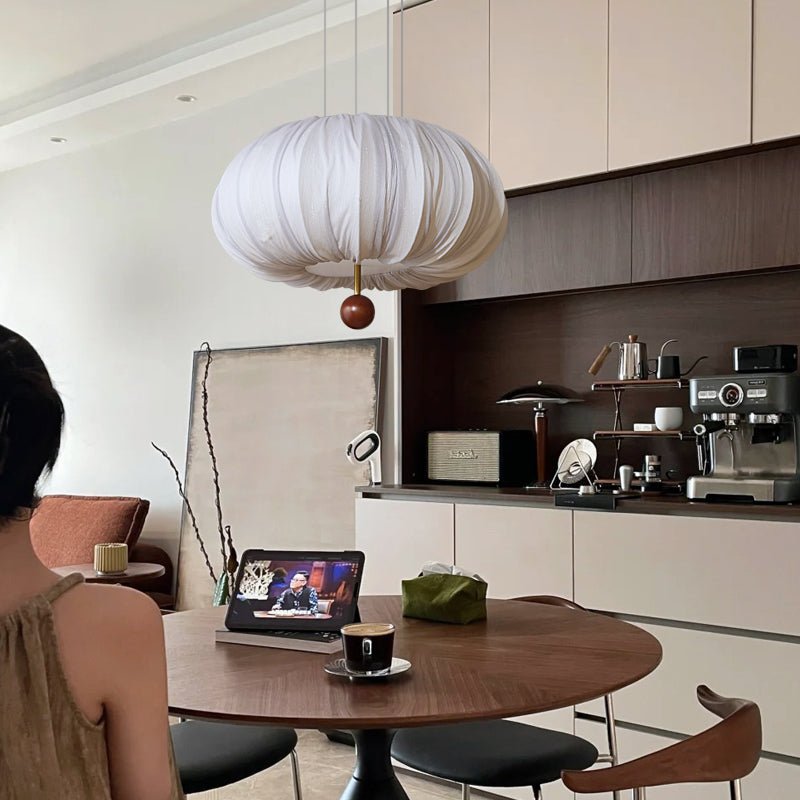 Vasilen lámpara de techo Premium nórdica con globos de madera y tejido