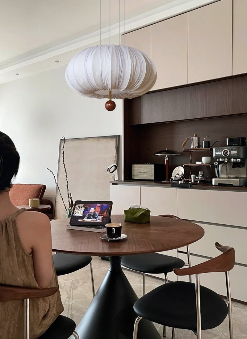 Vasilen lámpara de techo Premium nórdica con globos de madera y tejido