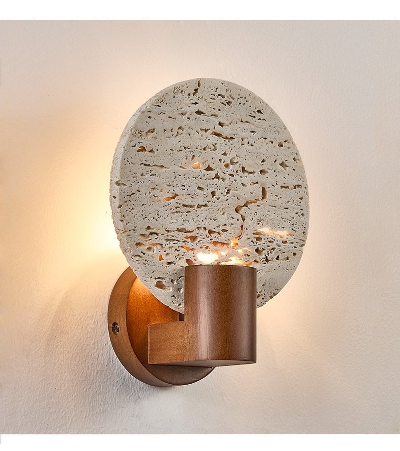 Taveiella aplique de pared travertino redondo