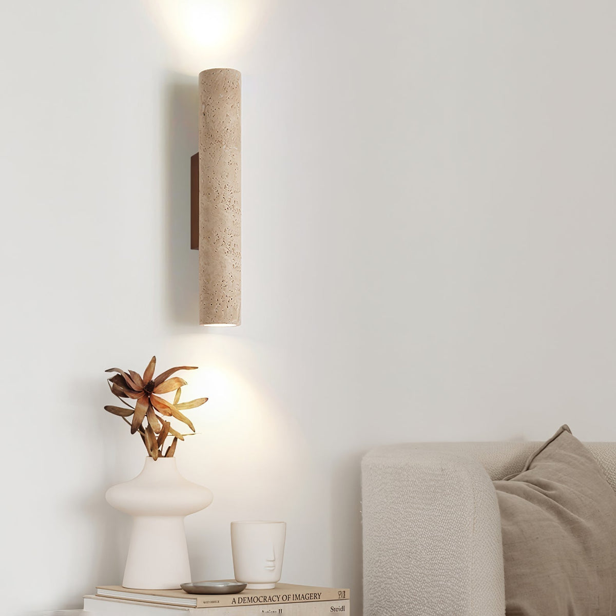 Seranise Slim Cylinder travertino aplique de pared