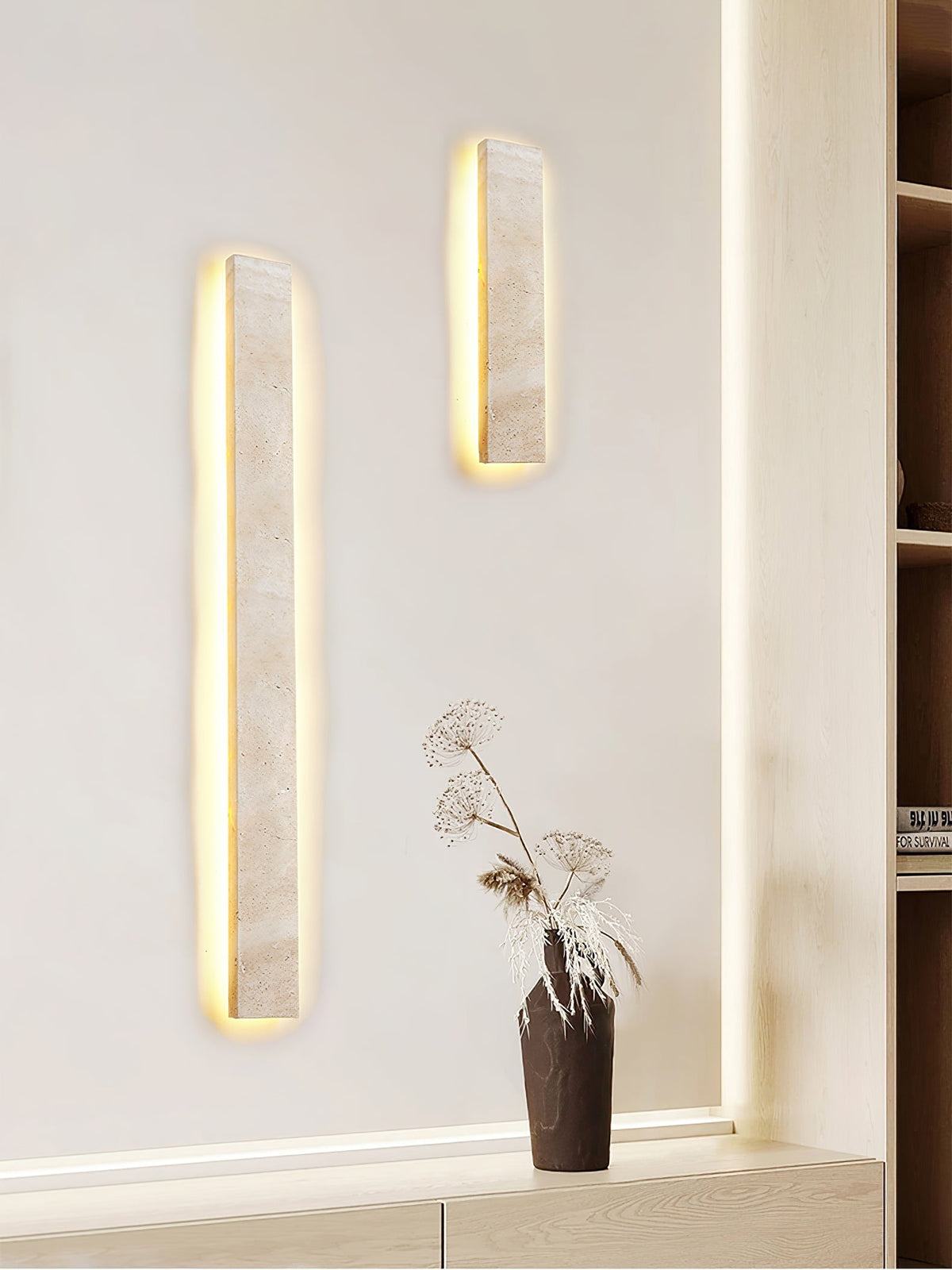 Tavoelia aplique de pared Slim Rectangle travertino lineal