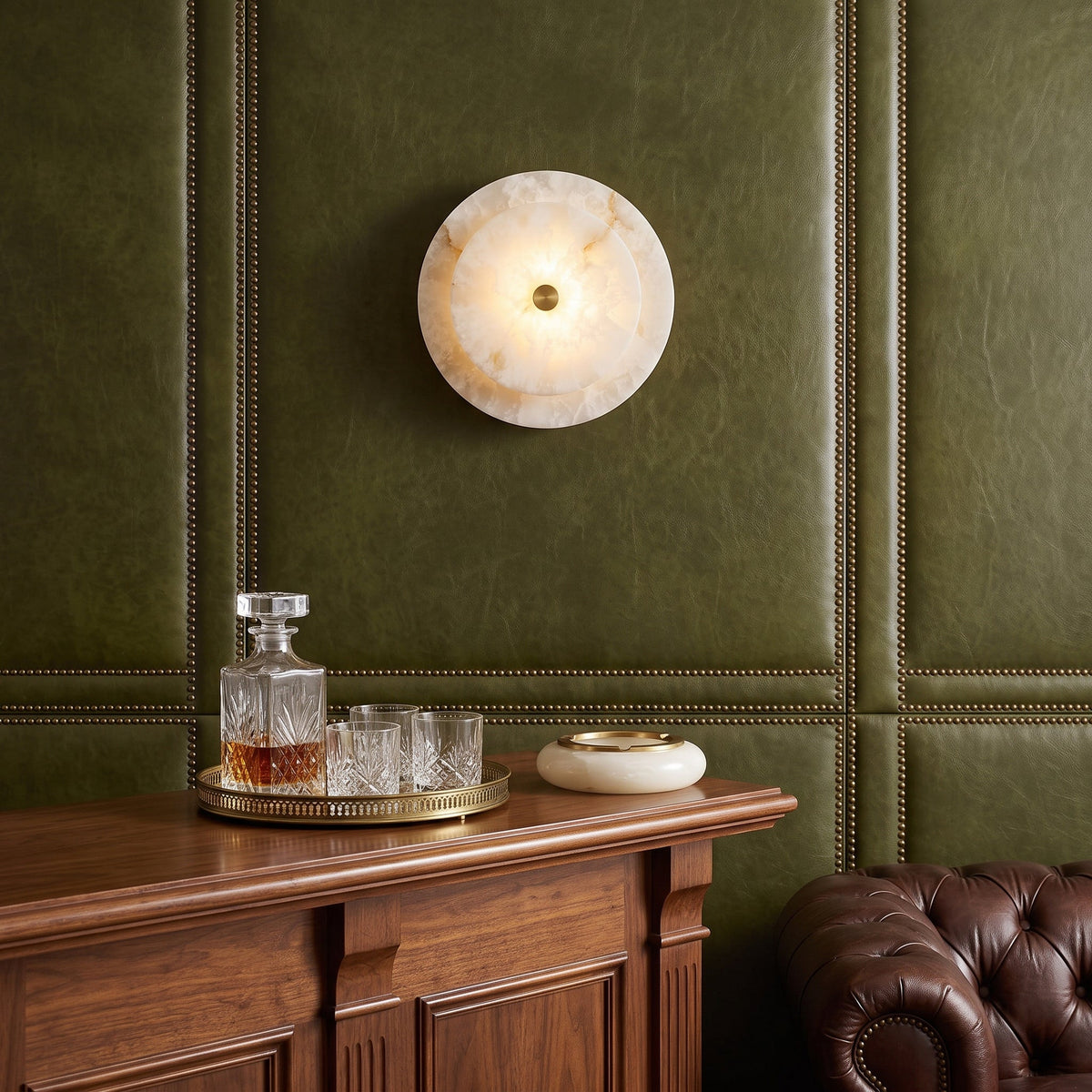 Ravelford Aplique de pared con disco de alabastro