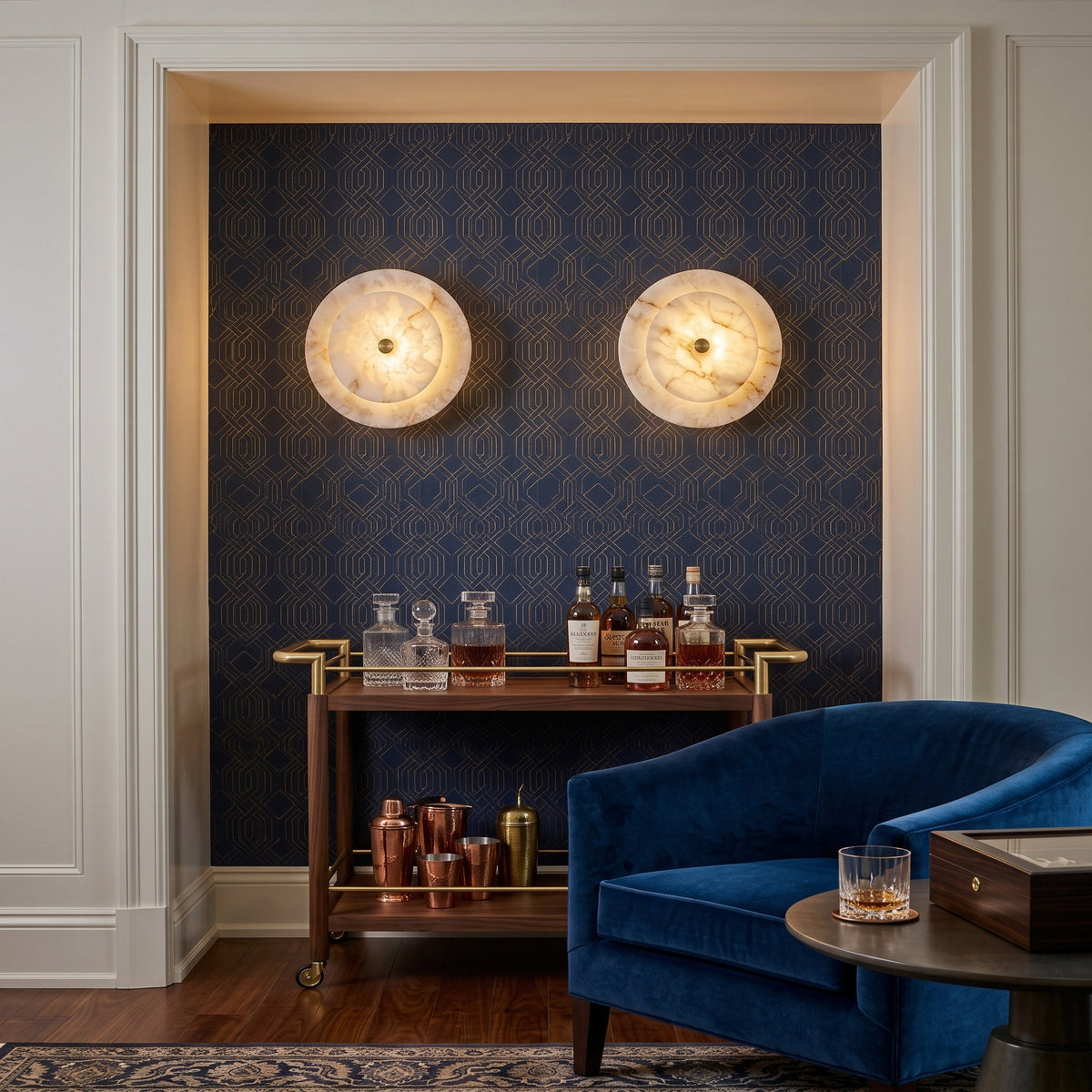 Ravelford Aplique de pared con disco de alabastro