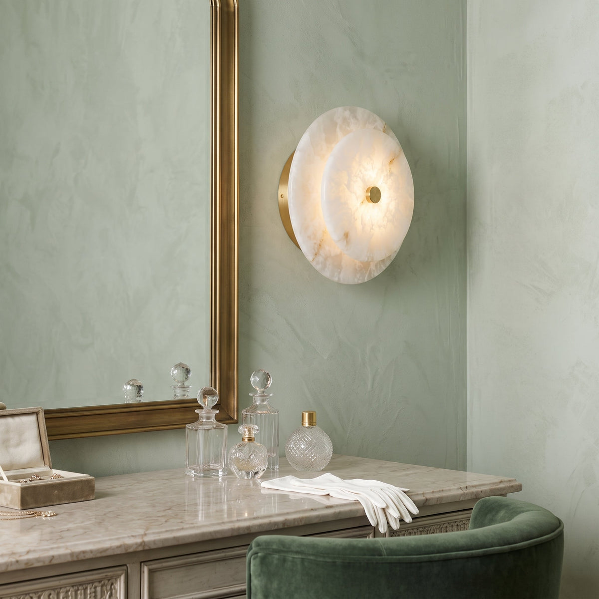 Ravelford Aplique de pared con disco de alabastro