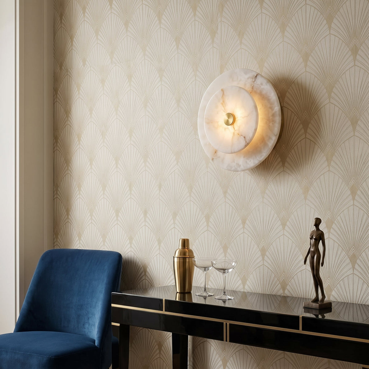Ravelford Aplique de pared con disco de alabastro