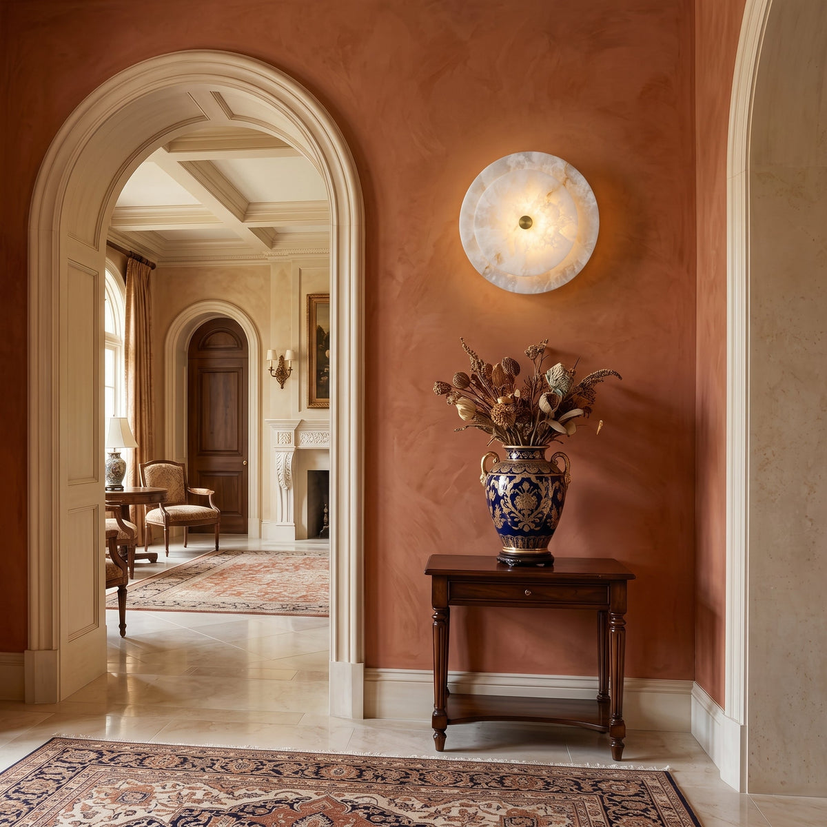 Ravelford Aplique de pared con disco de alabastro