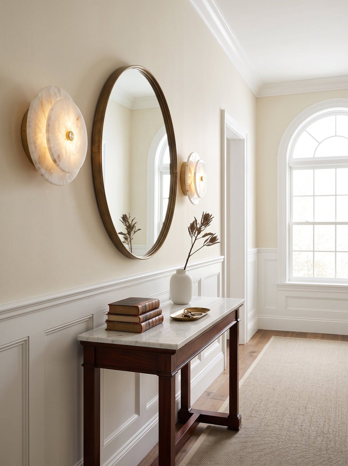 Ravelford Aplique de pared con disco de alabastro