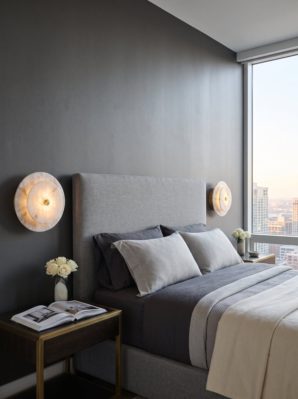 Ravelford Aplique de pared con disco de alabastro