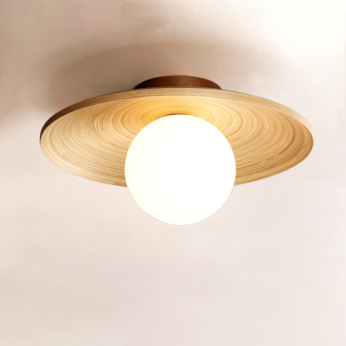 Ivoris lámpara de techo Soluna madera Orbital