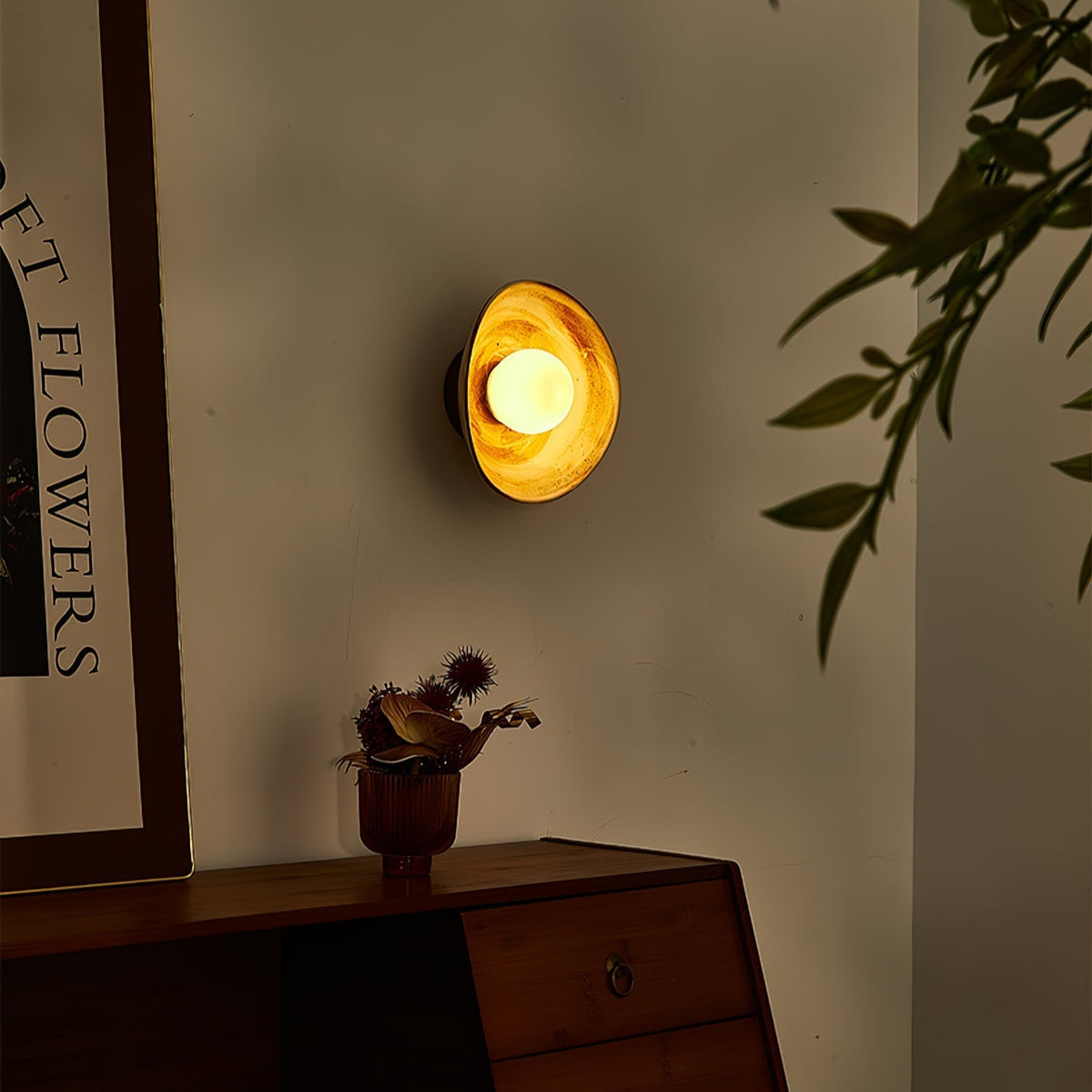 Solune aplique de pared moderno minimalista de vidrio y madera
