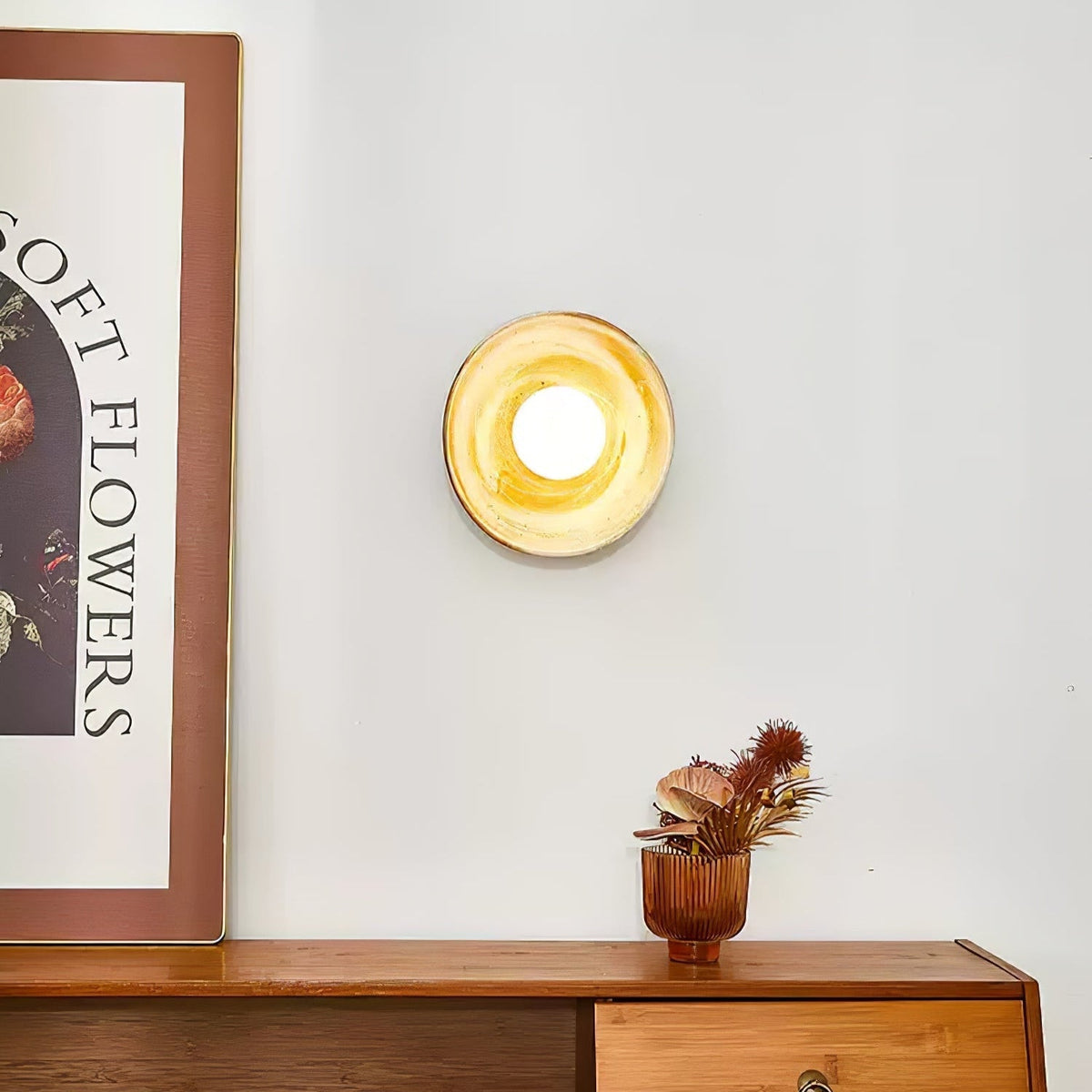 Solune aplique de pared moderno minimalista de vidrio y madera