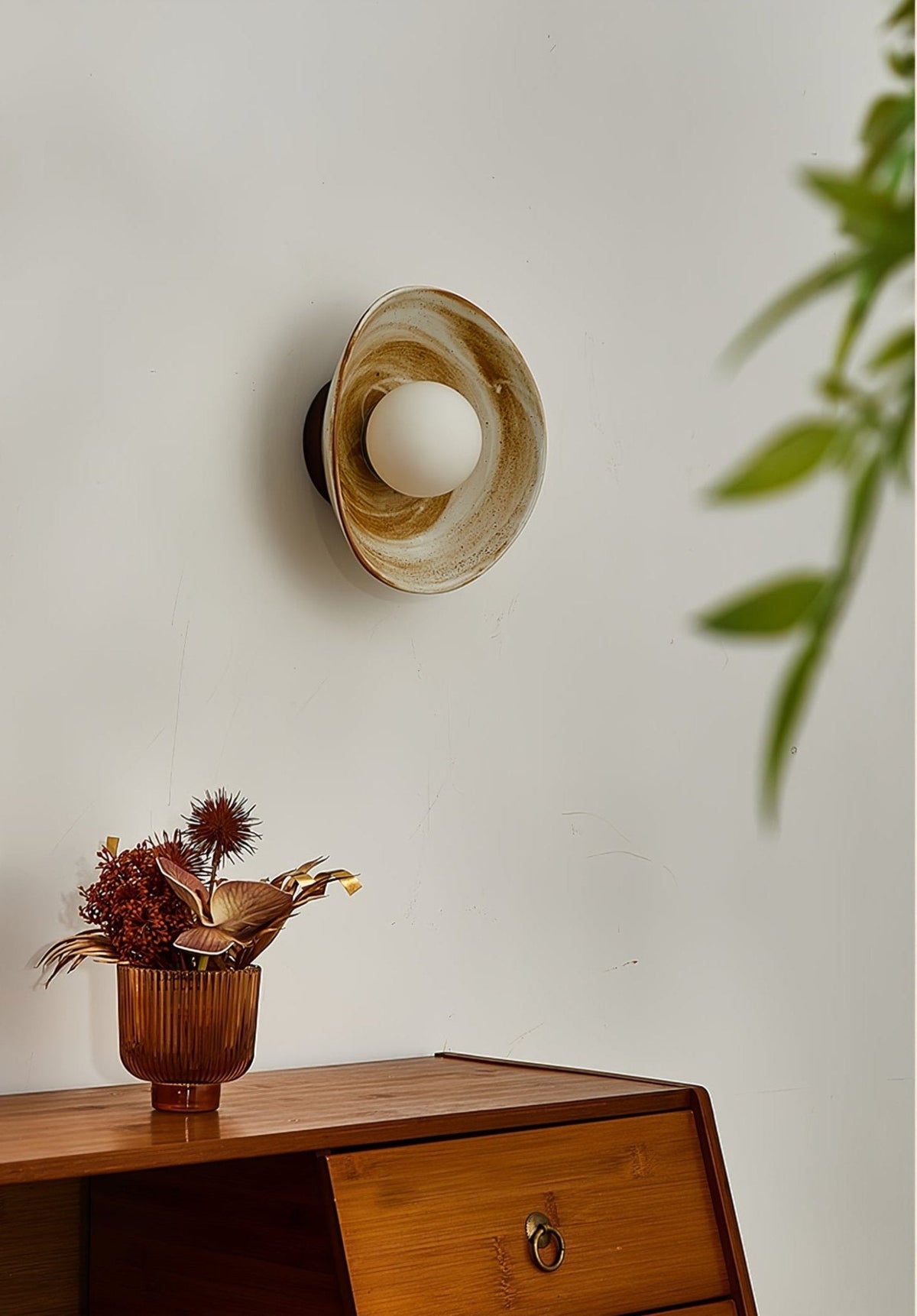 Solune aplique de pared moderno minimalista de vidrio y madera