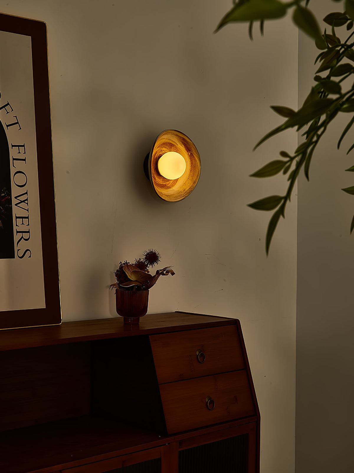 Solune aplique de pared moderno minimalista de vidrio y madera
