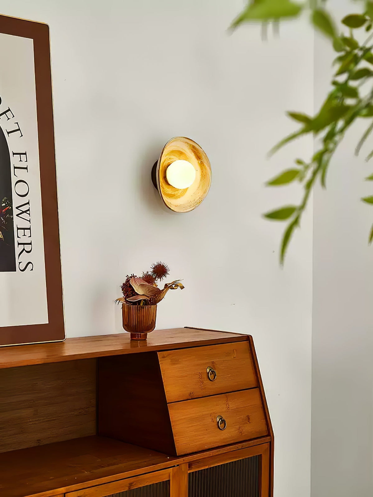 Solune aplique de pared moderno minimalista de vidrio y madera
