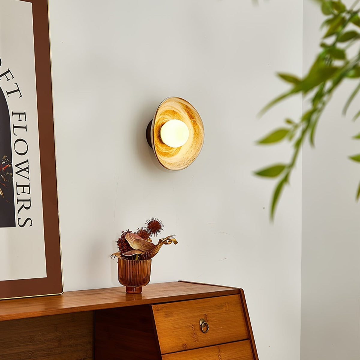 Solune aplique de pared moderno minimalista de vidrio y madera