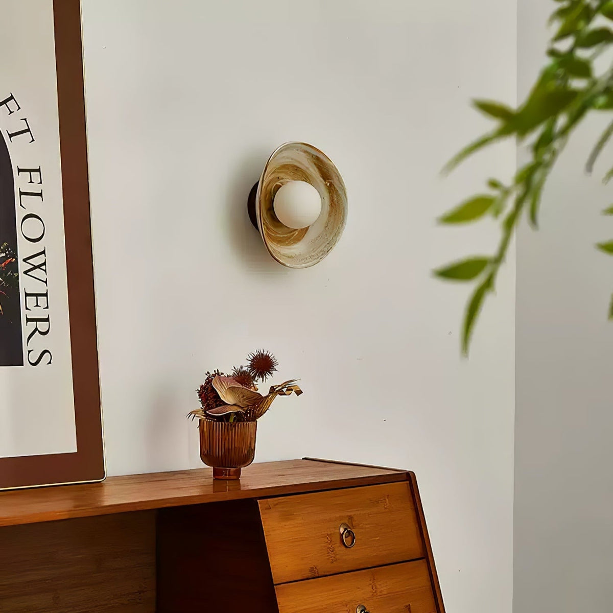 Solune aplique de pared moderno minimalista de vidrio y madera
