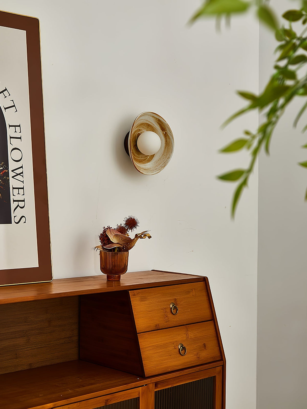 Solune aplique de pared moderno minimalista de vidrio y madera