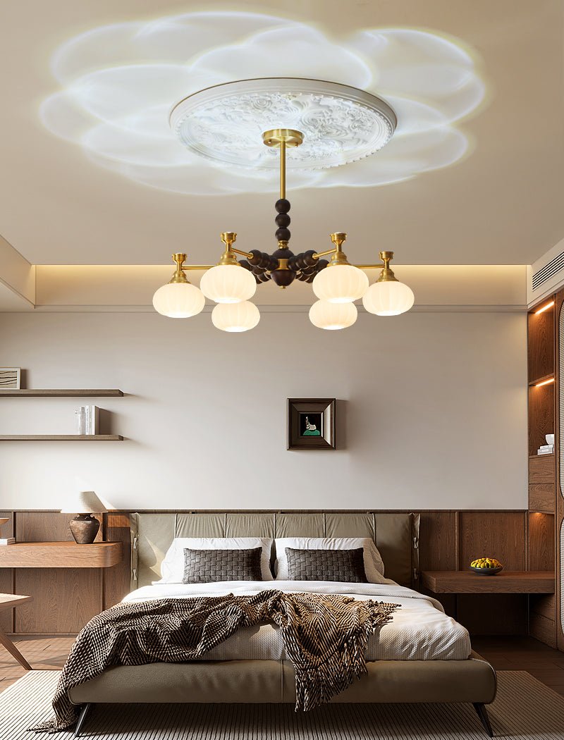 Avdorira lámpara de araña Elegancia Vintage madera latón
