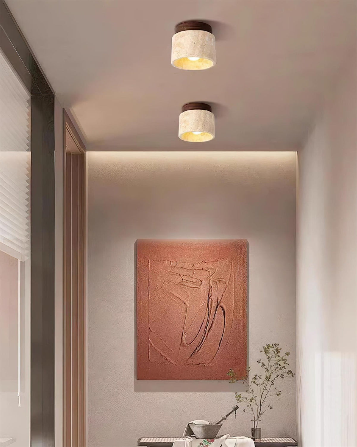 Lysaen Stone travertino lámpara de techo