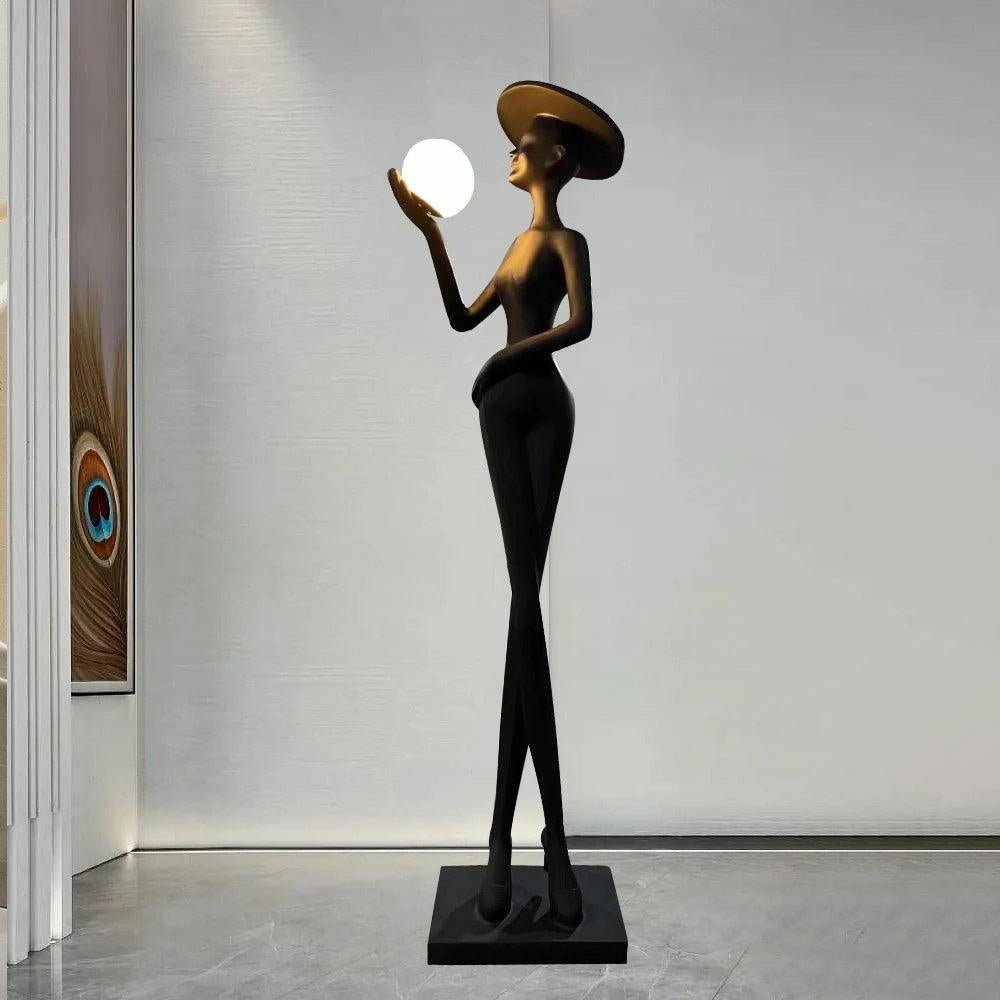 Zevinen lámpara de pie elegante negra