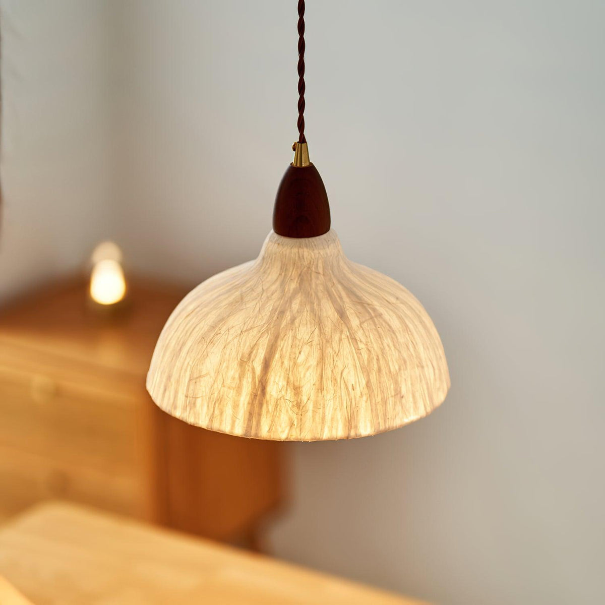 Locan lámpara colgante de papel y madera