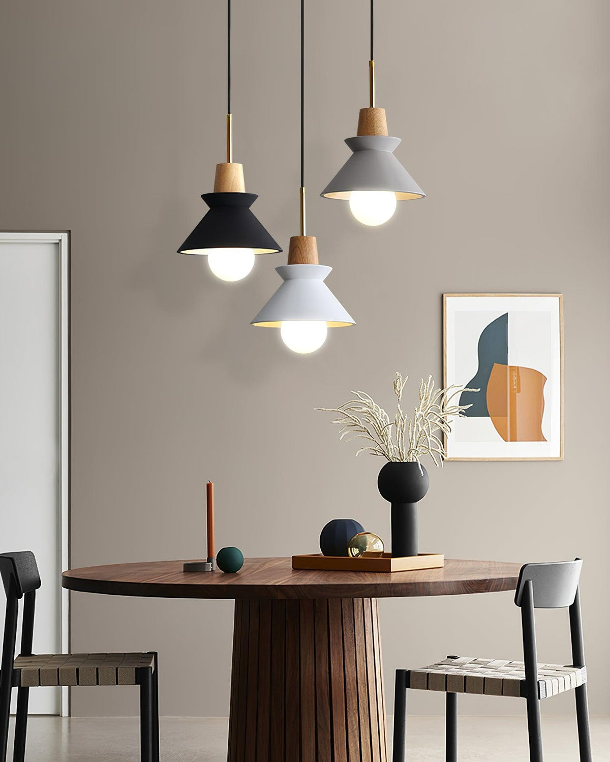 Revelo lámpara colgante de madera minimalista nórdica