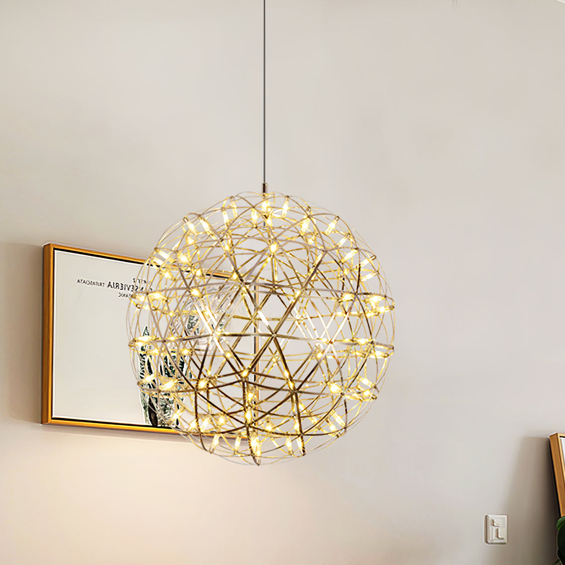 Delcourt plateado lámpara colgante Spark Ball