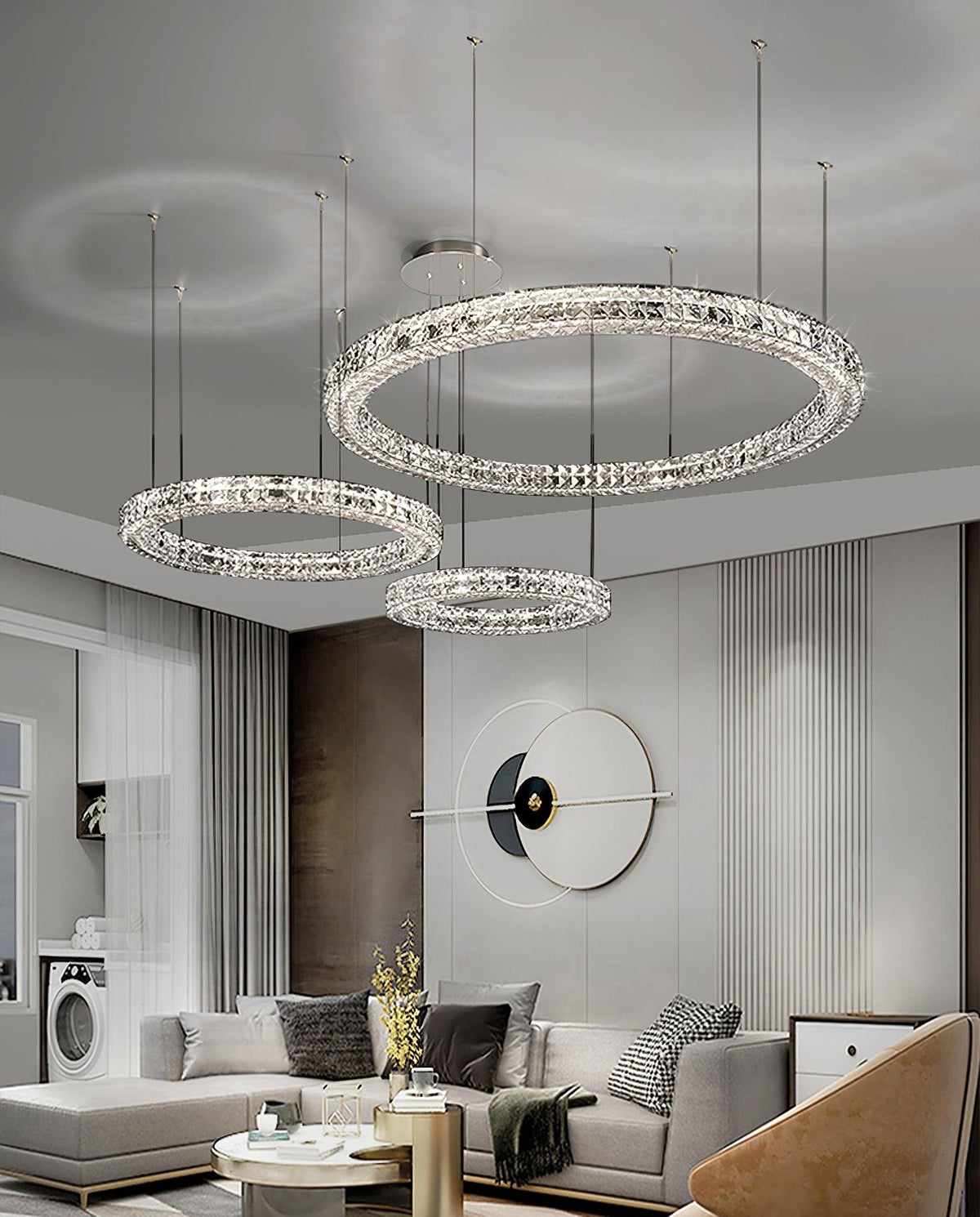 Luxerian lámpara de araña anillos de cristal Spiridon Luxe