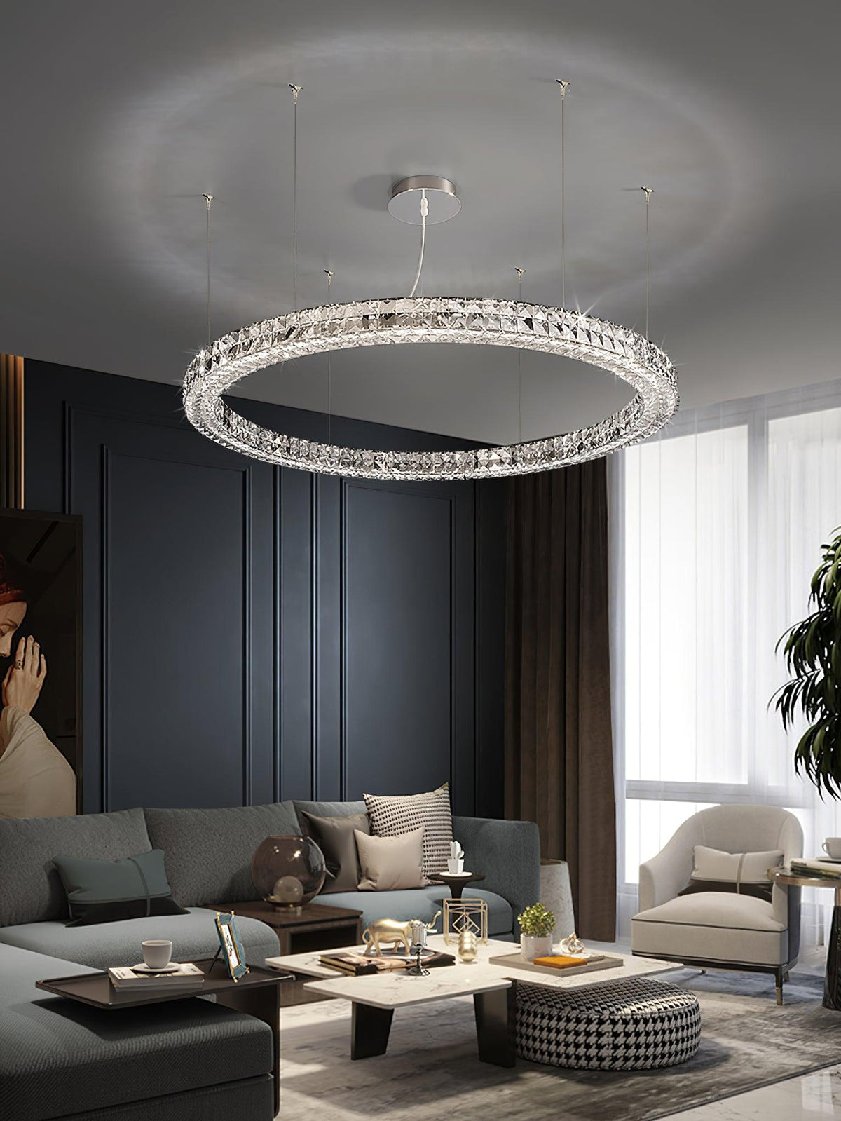 Luxerian lámpara de araña anillos de cristal Spiridon Luxe
