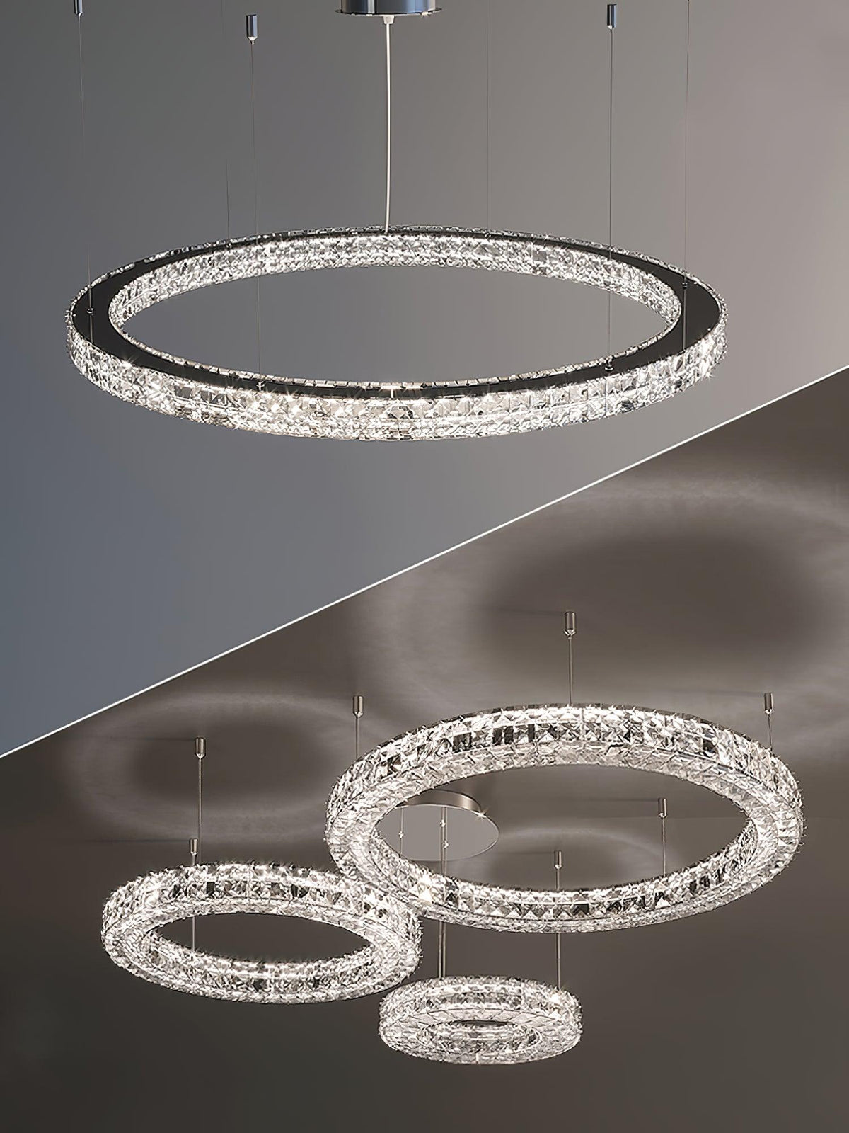 Luxerian lámpara de araña anillos de cristal Spiridon Luxe