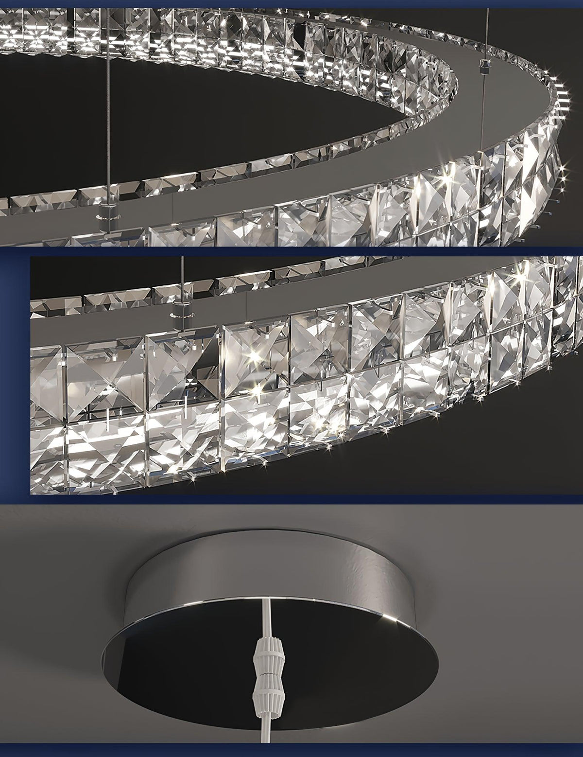 Luxerian lámpara de araña anillos de cristal Spiridon Luxe
